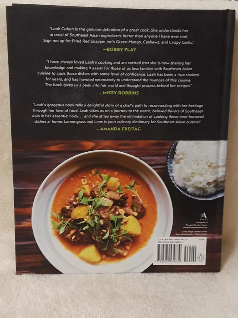 Cookbook: Lemongrass & Lime by Leah Cohen Hardcover Southeast Asian Unused